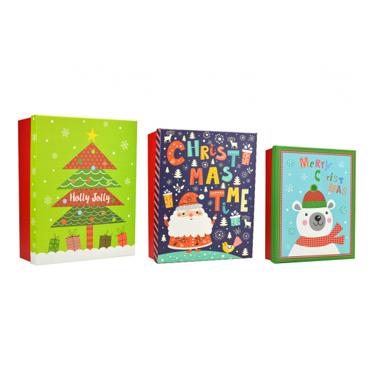 Vánoční dárkové krabice dětské - Sada 3 ks - Stromeček s dárky
