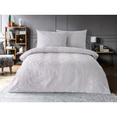 Luxusní žakárové povlečení 240x220, 70x90cm listy světle šedé Luxusní žakárové povlečení 240x220, 70x90cm listy světle šedé