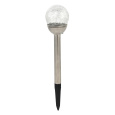 lampa solární KOULE 7,8cm, v.38cm, 1LED, čirá, nerez/sklo/PH