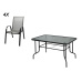 set zahradní ocel/textilén/sklo stůl + 4 židle ČER