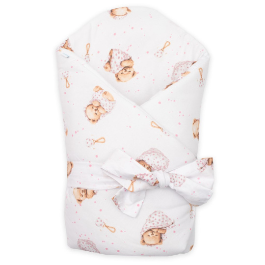 Dětská zavinovačka New Baby Sweet teddy bear 80x80 cm pink