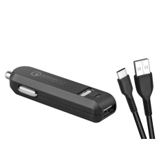 AVACOM CarMAX 2 nabíječka do auta 2x Qualcomm Quick Charge 2.0, černá barva (USB-C kabel)