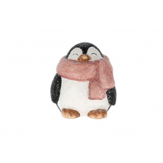 Dekorace - Tučňák s růžovou šálou