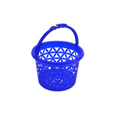 Plastový kulatý košík vzor květin 2,9l (20x14cm) - Tmavě modrý