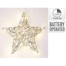 dekorace HVĚZDA 30cm LED STŘ s časovačem