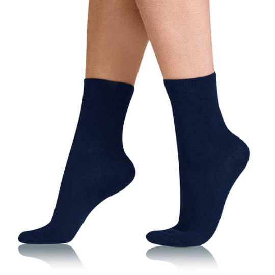 COTTON COMFORT SOCKS - Dámské bavlněné ponožky s pohodlným lemem - tmavě modrá