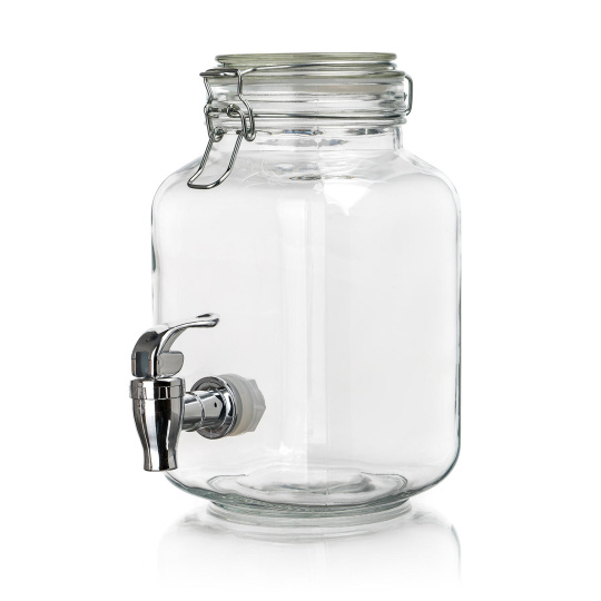 láhev 2200ml skleněná s kohoutkem, kov.víčko