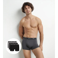 DIM COTTON STRETCH BOXER 3x - Pánské boxerky 3 ks - černá - šedá