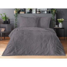 Luxusní žakárové povlečení 240x220, 70x90cm listy tmavě šedé Luxusní žakárové povlečení 240x220, 70x90cm listy tmavě šedé