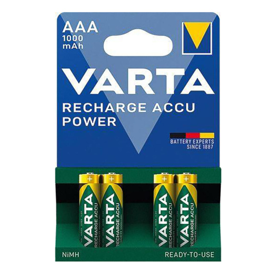 baterie mikrotužková AAA LR03 dobíjecí 1000mAh/500 cyklů (4ks) VARTA