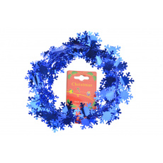 Vánoční dekorace, drátek s vločkami - Modrý