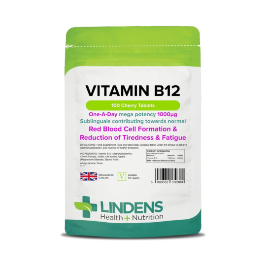 LINDENS Health + Nutrition Vitamín B12 sublingvální (Metylkobalamin) 1000 µg, 100 tablet>
