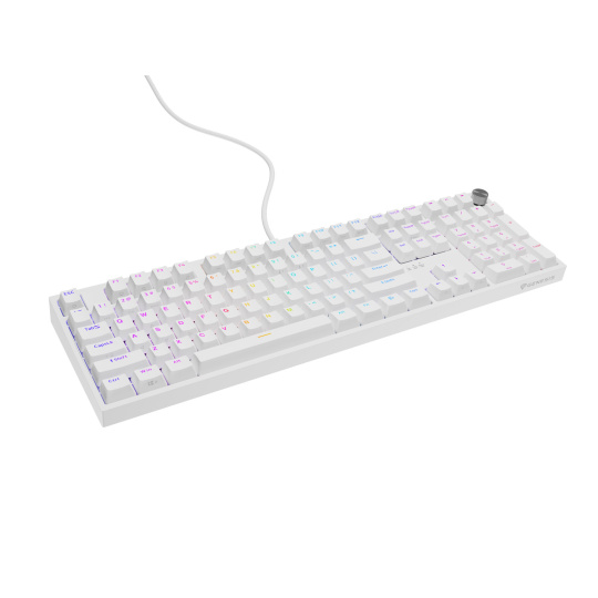 Herní mechanická klávesnice Genesis THOR 404/RGB/Gateron Yellow Pro/Drátové USB-A/US layout/Bílá
