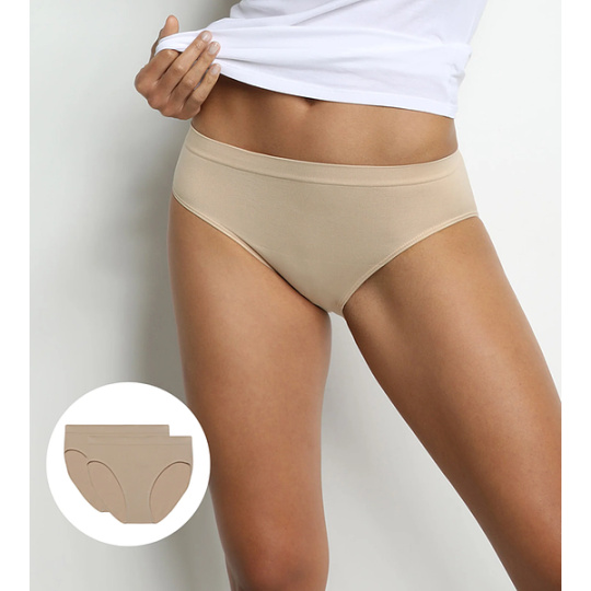 DIM SEAMLESS MAXI BRIEF 2x - Dámské bezešvé kalhotky 2 ks - tělová