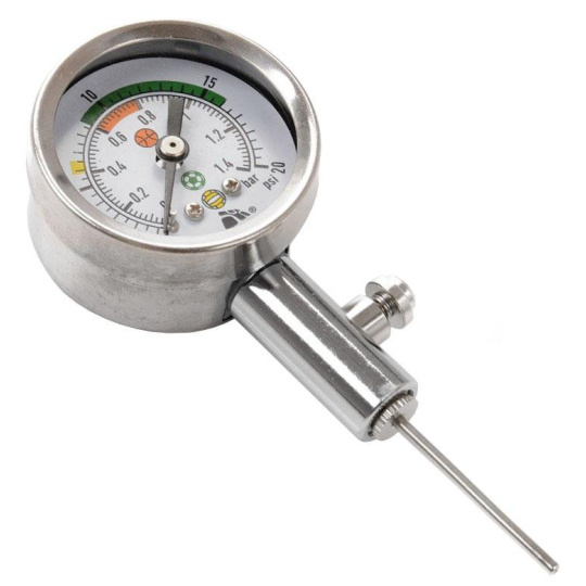 Měřič tlaku míčů - budík chrom HS001