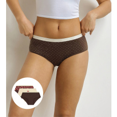 DIM LES POCKETS COTTON BOXER 3x - Dámské bavlněné kalhotky 3 ks - tmavě hnědá - světle hnědá