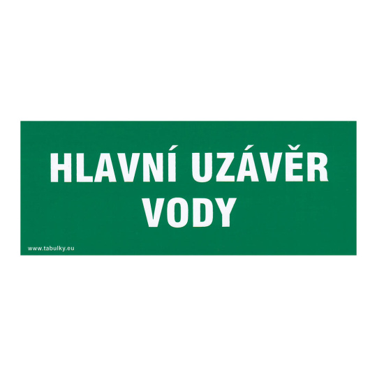 tabulka - HLAVNÍ UZÁVĚR VODY 210x87mm samolepicí