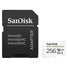 SanDisk High Endurace/micro SDXC/256GB/100MBps/Class 10/+ Adaptér/Bílá