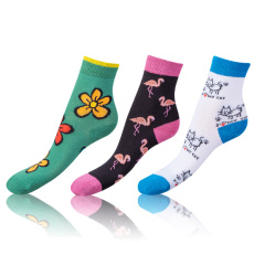 CRAZY KIDS SOCKS 3x - Dětské bláznivé ponožky 3 páry - bílá - zelená - černá