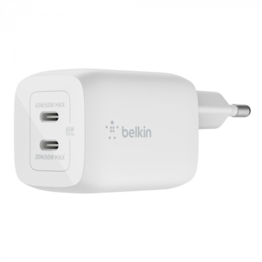 Belkin 65W dual napájecí adaptér bílý