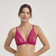 DIM ROMANCE TRIANGLE WIREFREE BRA - Dámská krajková podprsenka bez kostic - červená
