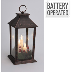 lucerna LED svíčka 29x14x14cm sklo/MĚĎ ČER lucerna LED svíčka 29x14x14cm sklo/MĚĎ ČER