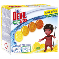 Dr. DEVIL PUSH PULL bezkošíkové hygienické wc bloky Lemon Fresh 4x20g