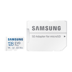 Samsung EVO Plus/micro SDXC/128GB/UHS-I U3 / Class 10/+ Adaptér/Bílá