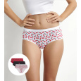 DIM LES POCKETS COTTON BOXER 3x - Dámské bavlněné kalhotky 3 ks - černá - bílá - červená