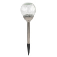 lampa solární KOULE 12cm, v.42,5cm, 2LED, nerez/sklo/PH čirá