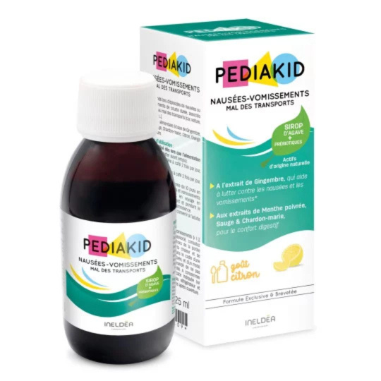 Pediakid Lehké cestování – přírodní sirup pro děti na žaludek (citronová příchuť), 125 ml>