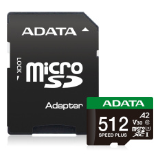 ADATA 512GB MicroSDXC UHS-I U3 V30 + adapter ADATA 512GB MicroSDXC UHS-I U3 V30 + adapter