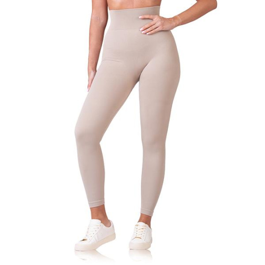 RIB OPTIC LEGGINGS - Dámské módní legíny - taupe