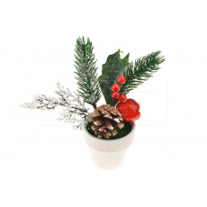 Vánoční dekorace v květináčku (15x7cm) - Mix větviček