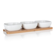 miska sada 4díl.(3xmiska,1xtác) 33x9,7x4,7cm porcelán/bambus BRILL miska sada 4díl.(3xmiska,1xtác) 33x9,7x4,7cm porcelán/bambus BRILL