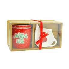 Dárková krabička na hrnek s vánočním motivem - Červený