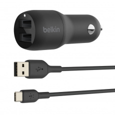 BELKIN Dual USB-A auto nabíječka 24W + USB-C kabel