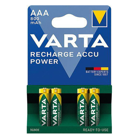 baterie mikrotužková AAA LR03 dobíjecí 800mAh/1000 cyklů (4ks) VARTA