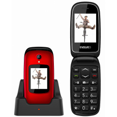 EVOLVEO EasyPhone FD, mobilní telefon pro seniory s nabíjecím stojánkem (červená barva)