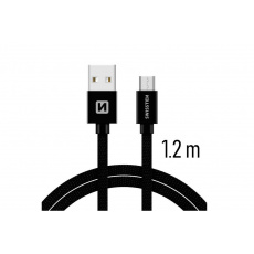 Datový kabel Swissten Textile USB / Micro USB 1,2 m černý