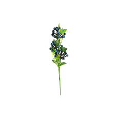 Dekorační květina s bobulemi modrá - Zápich 32cm