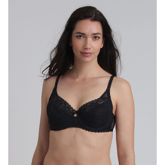 PLAYTEX UNDERWIRE BALCONETTE BRA - Dámská krajková podprsenka s kosticí - černá