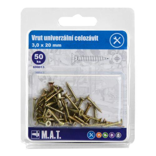 vrut un.celozávit 3,0x 20mm ZZ (50ks)